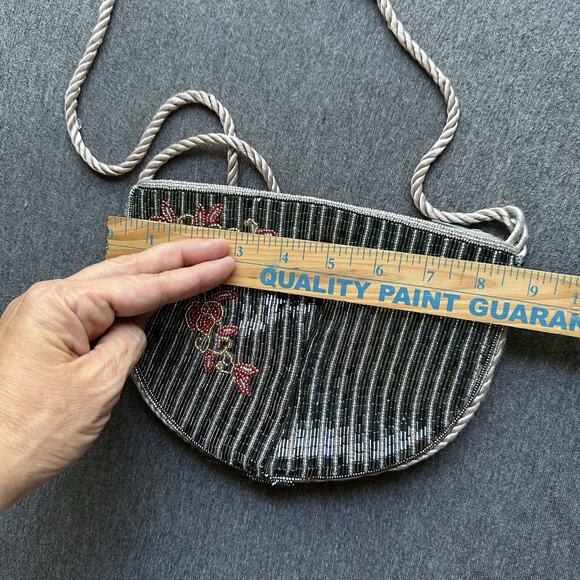 Regale Vintage Formal Floral Half Moon Circle Crossbody bag Satin Rope - Picture 12 of 16